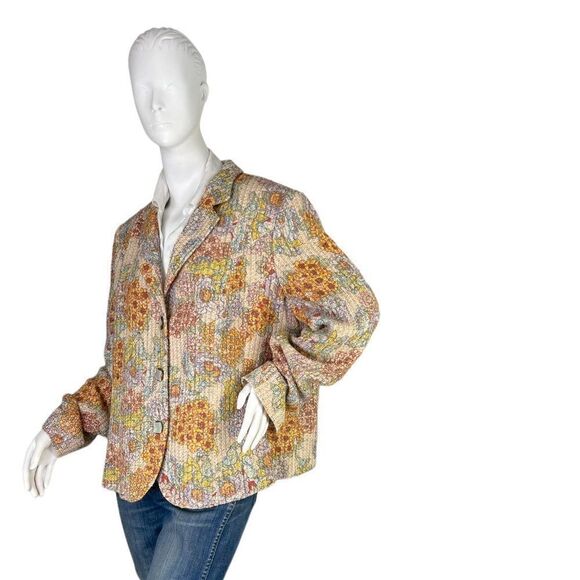 Marina Rinaldi Woven Tweeded Floral Blazer Jacket  Sz IT 25, US 16 Large - Picture 2 of 15